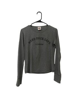 Hard Rock Cafe London Gray Long‎ Sleeve Graphic Top Medium Y2K